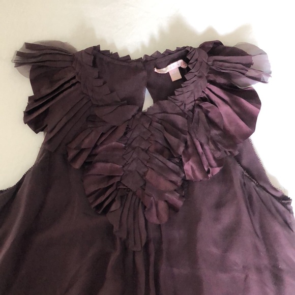 Rebecca Taylor Pleated Ruffle Neck Blouse - Picture 5 of 12